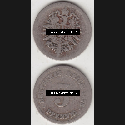 Deutsches Kaiserreich Umlaufmünze 1874-1889, 5 Pfennig A, 1875, Münzen Vollansicht Vertikal zum Download Sammlung