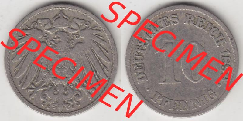 Deutsches Kaiserreich Umlaufmünze 1890-1916, 10 Pfennig G, 1899, Münzen Vollansicht Horizontal zum Download Sammlung