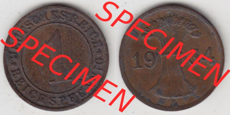 Deutsches Reich Umlaufmünze 1924-1936, 1 Reichspfennig E, 1934, Münzen Vollansicht Horizontal zum Download Sammlung