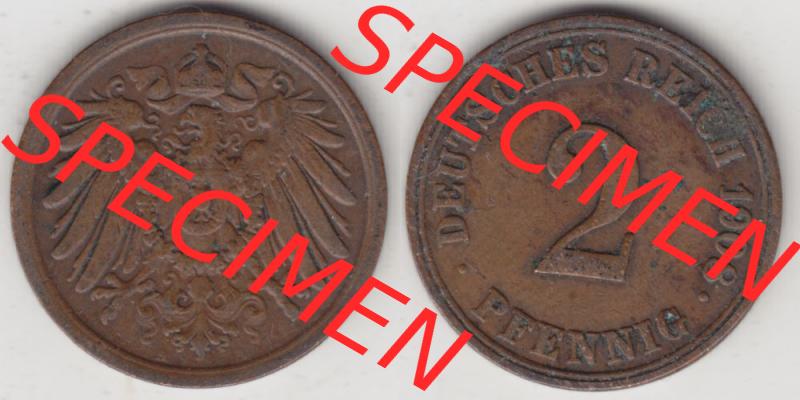 Deutsches Kaiserreich Umlaufmünze 1904-1916, 2 Pfennig A, 1908 II, Münzen Vollansicht Horizontal zum Download Sammlung
