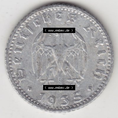 Deutsches Reich Umlaufmünze 1935-1935, 50 Pfennig E, 1935, Münzen Rückseite zum Download Sammlung