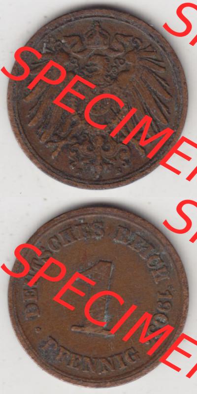 Deutsches Kaiserreich Umlaufmünze 1890-1916, 1 Pfennig E, 1903, Münzen Vollansicht Vertikal zum Download Sammlung