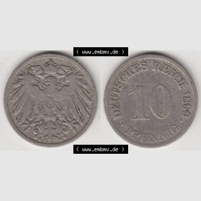Deutsches Kaiserreich Umlaufmünze 1890-1916, 10 Pfennig G, 1899, Münzen Vollansicht Horizontal zum Download Sammlung