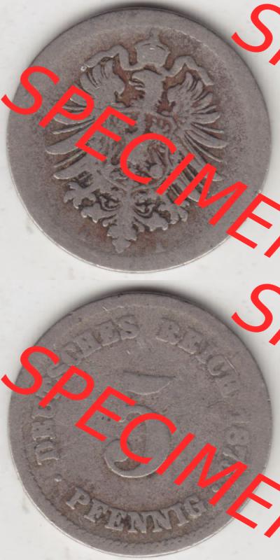 Deutsches Kaiserreich Umlaufmünze 1874-1889, 5 Pfennig A, 1875, Münzen Vollansicht Vertikal zum Download Sammlung