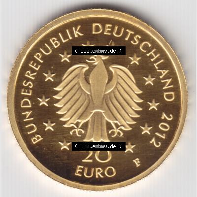 Goldmünzen 20 Euro 20 Euro Goldmünze 2012 Fichte Rückseite zum herunterladen als Bildmaterial für ihre Sammlung der 20 Euro Goldmünzen aus Deutschland Sammlung