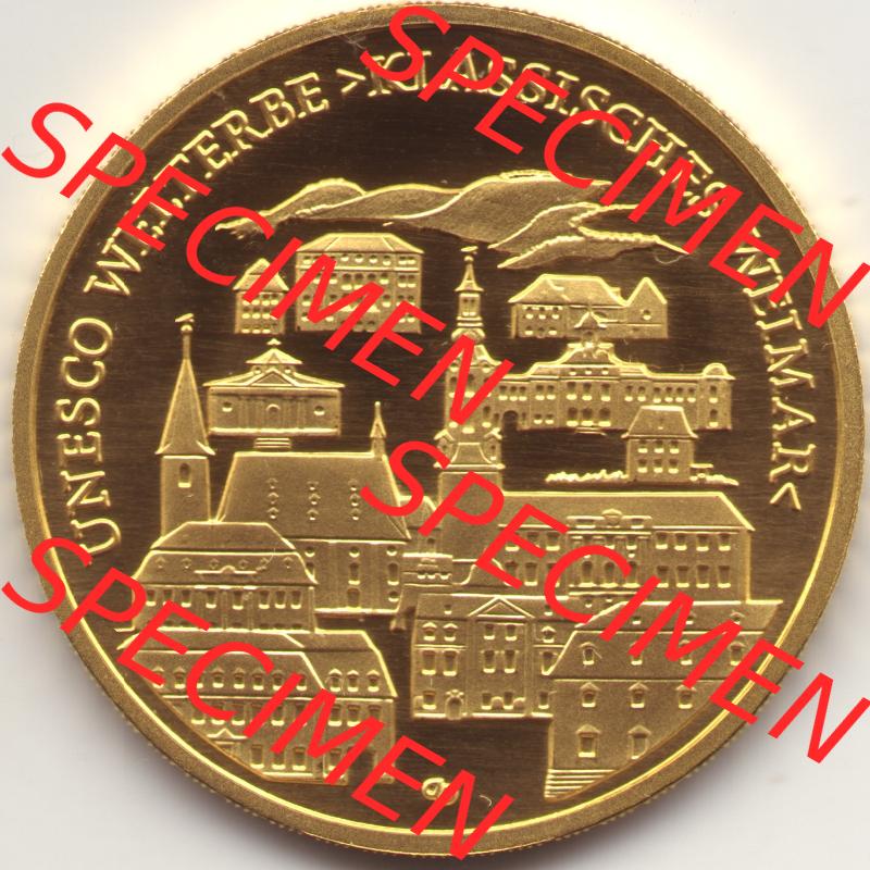 Deutschland 100 Euro Goldmünze 2006, UNESCO Klassisches Weimar. Vorderseite der 100 Euro Goldmünze aus Deutschland der BRD. Hier auf EMBMV befindet sich ein online Katalog... Sammlung