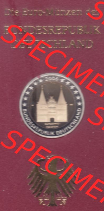 Deutschland Euro Münzsatz 2006, 2 Euro Gedenkmünze Holstentor im PP Münzensatz, Vorderseite vom PP Münzensatz zum herunterladen als Bildmaterial der Digitalen Bilder für... Sammlung