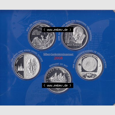 BRD-Deutschland 2008, 10 Euro Gedenkmünzen-Set 2008 Vorderseite 600DPI, PP 10 Euro Gedenkmünzenset 2008 zum herunterladen als Bildmaterial der Digitalen Bilder für Mobile-Geräte Sammlung