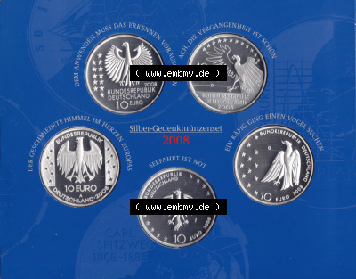 BRD-Deutschland 2008, 10 Euro Gedenkmünzen-Set 2008 Rückseite 600DPI, PP 10 Euro Gedenkmünzenset 2008 zum herunterladen als... Sammlung