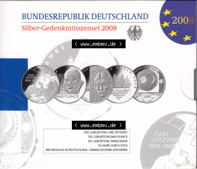 BRD-Deutschland 2008, 10 Euro Gedenkmünzen-Set 2008 Folder 600DPI, PP 10 Euro Gedenkmünzenset 2008 zum herunterladen als Bildmaterial... Sammlung
