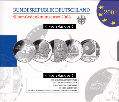 BRD-Deutschland 2008, 10 Euro Gedenkmünzen-Set 2008 Folder 400DPI, PP 10 Euro Gedenkmünzenset 2008 zum herunterladen als Bildmaterial... Sammlung