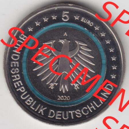 Münzen Deutschland Gedenkmünze 2020, 5 Euro Subpolare Zone A 400 DPI Rückseite zum herunterladen als Bildmaterial für ihre Sammlung der 5 Euro Münzen aus Deutschland Sammlung