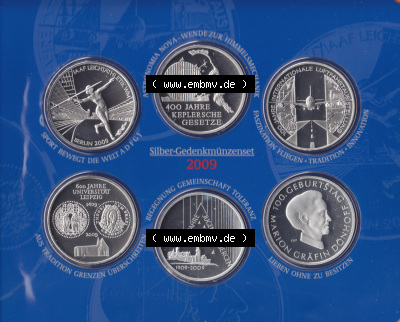 BRD-Deutschland 2009, 00400 10 Euro Gedenkmünzen-Set 2009 Vorderseite 400DPI, PP 10 Euro Gedenkmünzenset 2009 zum herunterladen... Sammlung