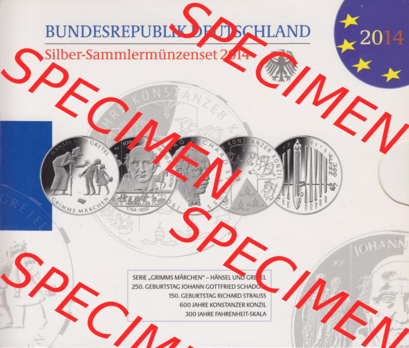 BRD-Deutschland 2014, 10 Euro Sammlermünzenset 2014 Folder 400 DPI zum herunterladen als Bildmaterial für ihre Sammlung der 10 Euro Silbermünzen aus Deutschland Sammlung