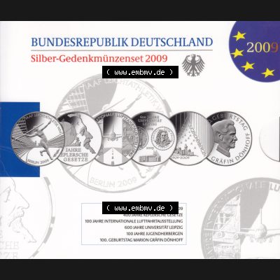 BRD-Deutschland 2009, 10 Euro Gedenkmünzen-Set 2009 Folder 400DPI, PP 10 Euro Gedenkmünzenset 2009 zum herunterladen als Bildmaterial der Digitalen Bilder für Mobile-Geräte Sammlung