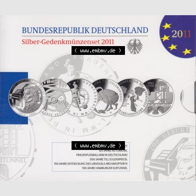 BRD-Deutschland 2011, 10 Euro Silber-Sammlermünzenset Gedenkmünzen-Set 2011 Folder 600DPI zum herunterladen als Bildmaterial Sammlung