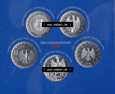 BRD-Deutschland 2012, 10 Euro Sammlermünzenset 2012 Rückseite 400 DPI zum herunterladen als Bildmaterial für ihre Sammlung... Sammlung