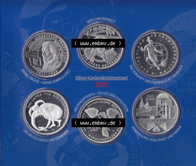 BRD-Deutschland 2011, 10 Euro Silber-Sammlermünzenset Gedenkmünzen-Set 2011 Vorderseite 400DPI zum herunterladen als Bildmaterial Sammlung