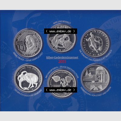 BRD-Deutschland 2011, 10 Euro Silber-Sammlermünzenset Gedenkmünzen-Set 2011 Vorderseite 600DPI zum herunterladen als Bildmaterial Sammlung