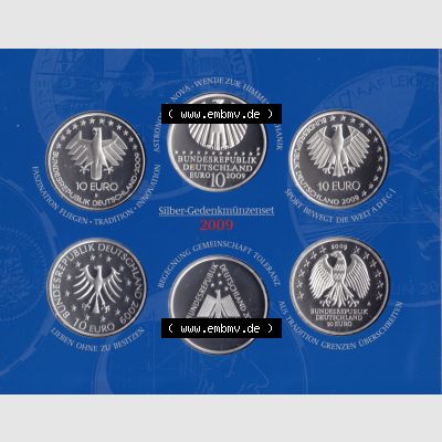 BRD-Deutschland 2009, 10 Euro Gedenkmünzen-Set 2009 Rückseite 600DPI, PP 10 Euro Gedenkmünzenset 2009 zum herunterladen als Bildmaterial der Digitalen Bilder für Mobile-Geräte Sammlung