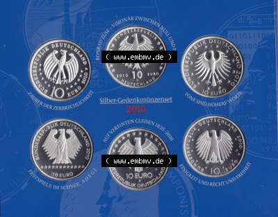 BRD-Deutschland 2010, 10 Euro Gedenkmünzenset 2010 Rückseite 600DPI, PP 10 Euro Gedenkmünzenset 2010 zum herunterladen als... Sammlung