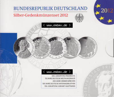 BRD-Deutschland 2012, 10 Euro Sammlermünzenset 2012 Folder 600DPI zum herunterladen als Bildmaterial für ihre Sammlung der 10... Sammlung