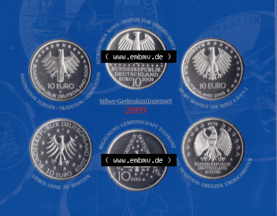 BRD-Deutschland 2009, 00400 10 Euro Gedenkmünzen-Set 2009 Rückseite 400DPI, PP 10 Euro Gedenkmünzenset 2009 zum herunterladen... Sammlung