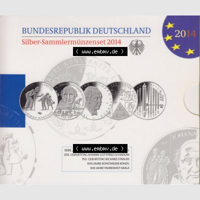 BRD-Deutschland 2014, 10 Euro Sammlermünzenset 2014 Folder 600 DPI zum herunterladen als Bildmaterial für ihre Sammlung der 10 Euro Silbermünzen aus Deutschland Sammlung