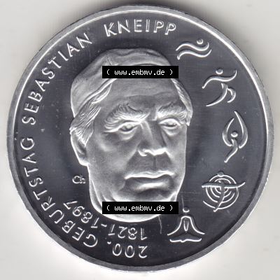 Silbermünze Deutschland 2021, 20 Euro Gedenkmünze 2021, 200. Geburtstag Sebastian Kneipp, Münzzeichen G, Vorderseite in 600DPI zum herunterladen als Bildmaterial... Sammlung