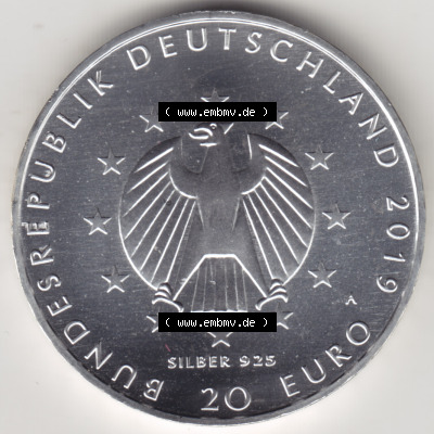 Silbermünze Deutschland 2019, 20 Euro Gedenkmünze 2019, 100 Jahre Weimarer Reichsverfassung Münzzeichen A, Rückseite in 800DPI... Sammlung