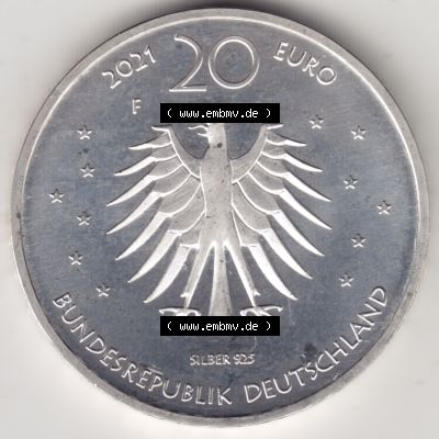 Silbermünze Deutschland 2021, 20 Euro Gedenkmünze 2021, Grimms Märchen Frau Holle Münzzeichen F, Rückseite in 800DPI (1) Sammlung