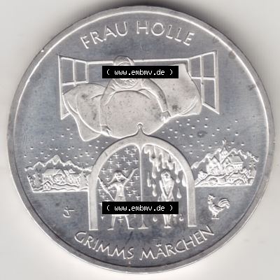 Silbermünze Deutschland 2021, 20 Euro Gedenkmünze 2021, Grimms Märchen Frau Holle Münzzeichen F, Vorderseite in 800DPI (1) Sammlung