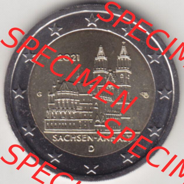 BRD-Deutschland 2 Euro Gedenkmünze 2021, 2 Euro Gedenkmünze 2021 Sachsen-Anhalt Münzzeichen G in 600DPI, die deutschen 2 Euro Gedenkmünzen 2021 stehen als Digitale Bilder... Sammlung