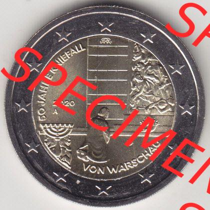 BRD-Deutschland 2 Euro Gedenkmünze 2020, 2 Euro Gedenkmünze 2020, 50 Jahre Kniefall von Warschau Münzzeichen A in 400DPI, die deutschen 2 Euro Gedenkmünzen 2020 als... Sammlung