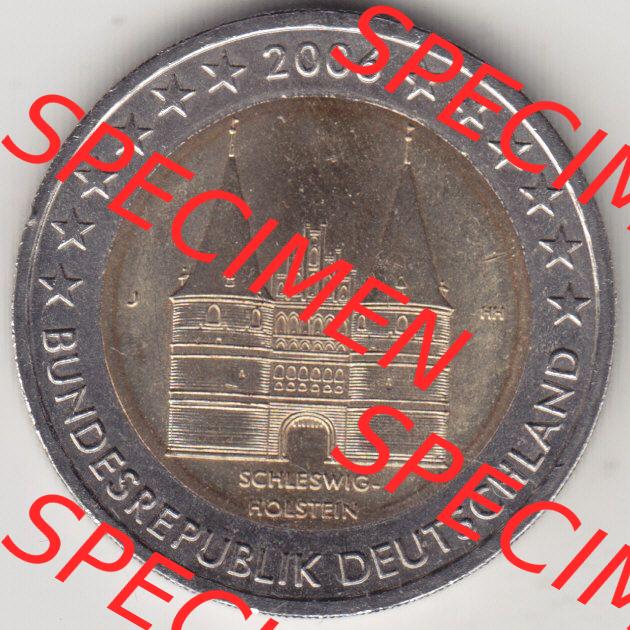 BRD-Deutschland 2 Euro Gedenkmünze 2006, 2 Euro Gedenkmünze 2006, Schleswig-Holstein Münzzeichen J in 600DPI, die deutschen 2 Euro Gedenkmünzen 2006 stehen als Digitale... Sammlung
