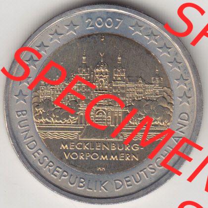 BRD-Deutschland 2 Euro Gedenkmünze 2007, 2 Euro Gedenkmünze 2007 Mecklenburg Vorpommern Münzzeichen J in 400DPI, die deutschen 2 Euro Gedenkmünzen 2007 stehen als Digitale... Sammlung