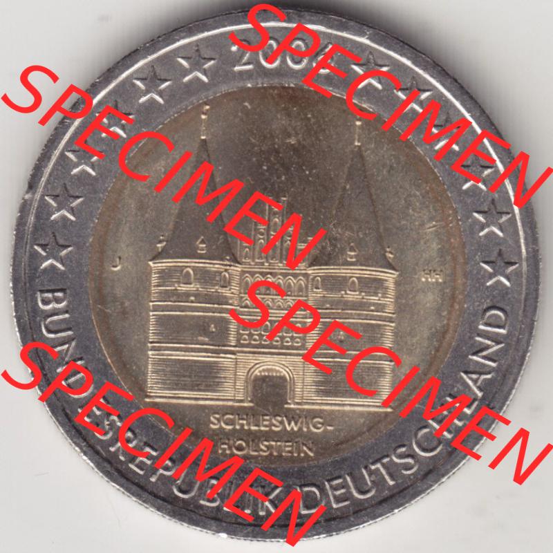 BRD-Deutschland 2 Euro Gedenkmünze 2006, 2 Euro Gedenkmünze 2006, Schleswig-Holstein Münzzeichen J in 800DPI, die deutschen 2 Euro Gedenkmünzen 2006 stehen als Digitale... Sammlung