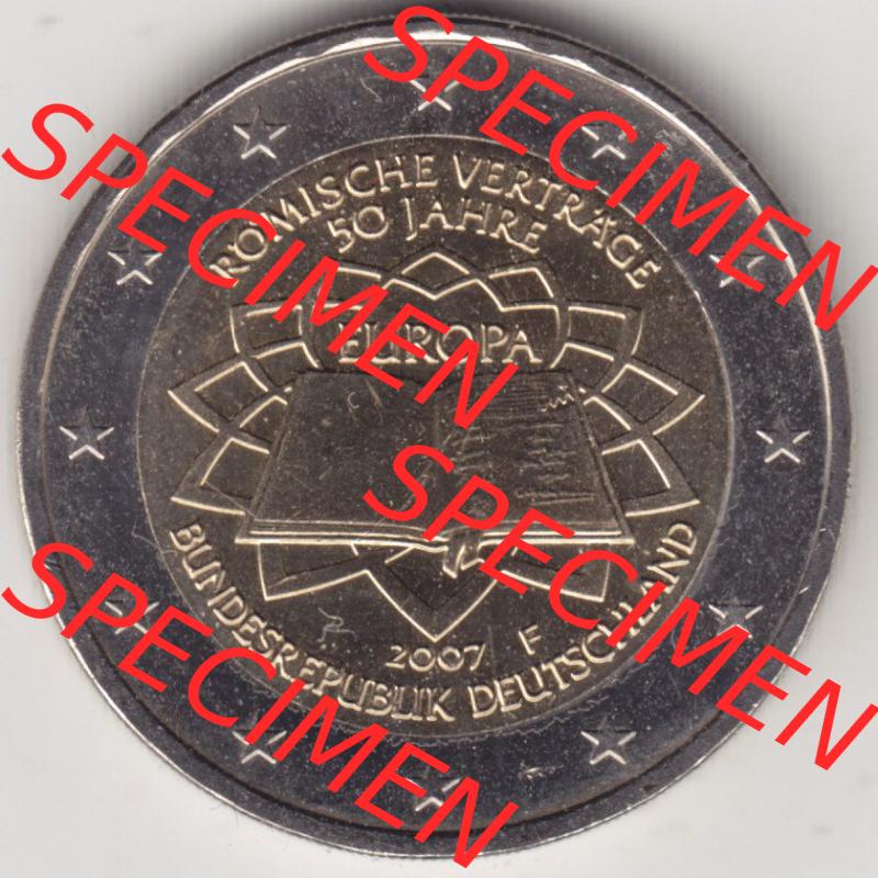 BRD-Deutschland 2 Euro Gedenkmünze 2007, 2 Euro Gedenkmünze 2007 50 Jahre Römische Verträge Münzzeichen F in 800DPI, die deutschen 2 Euro Gedenkmünzen 2007 stehen... Sammlung