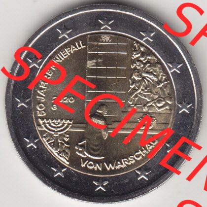 BRD-Deutschland 2 Euro Gedenkmünze 2020, 2 Euro Gedenkmünze 2020, 50 Jahre Kniefall von Warschau Münzzeichen G in 400DPI, die deutschen 2 Euro Gedenkmünzen 2020 als... Sammlung