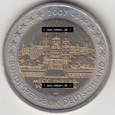 BRD-Deutschland 2 Euro Gedenkmünze 2007, 2 Euro Gedenkmünze 2007 Mecklenburg Vorpommern Münzzeichen J in 600DPI, die deutschen 2 Euro Gedenkmünzen 2007 stehen als Digitale... Sammlung