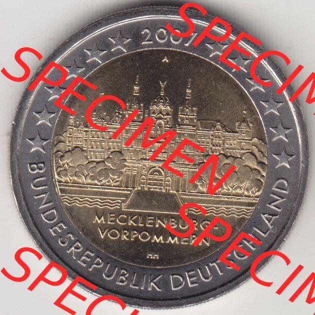 BRD-Deutschland 2 Euro Gedenkmünze 2007, 2 Euro Gedenkmünze 2007 Mecklenburg Vorpommern Münzzeichen A in 600DPI, die deutschen 2 Euro Gedenkmünzen 2007 stehen als Digitale... Sammlung