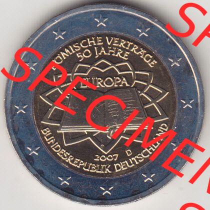 BRD-Deutschland 2 Euro Gedenkmünze 2007, 2 Euro Gedenkmünze 2007 50 Jahre Römische Verträge Münzzeichen D in 400DPI, die deutschen 2 Euro Gedenkmünzen 2007 stehen... Sammlung