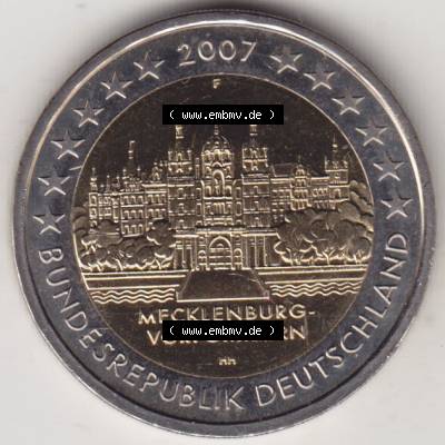 BRD-Deutschland 2 Euro Gedenkmünze 2007, 2 Euro Gedenkmünze 2007 Mecklenburg Vorpommern Münzzeichen F in 600DPI, die deutschen 2 Euro Gedenkmünzen 2007 stehen als Digitale... Sammlung