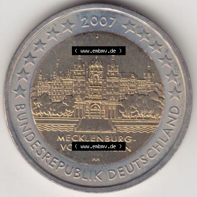 BRD-Deutschland 2 Euro Gedenkmünze 2007, 2 Euro Gedenkmünze 2007 Mecklenburg Vorpommern Münzzeichen J in 800DPI, die deutschen 2 Euro Gedenkmünzen 2007 stehen als Digitale... Sammlung
