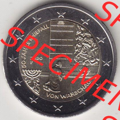 BRD-Deutschland 2 Euro Gedenkmünze 2020, 2 Euro Gedenkmünze 2020, 50 Jahre Kniefall von Warschau Münzzeichen F in 400DPI, die deutschen 2 Euro Gedenkmünzen 2020 als... Sammlung