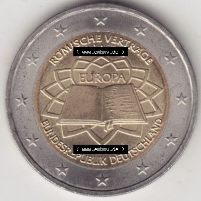 BRD-Deutschland 2 Euro Gedenkmünze 2007, 2 Euro Gedenkmünze 2007 50 Jahre Römische Verträge Münzzeichen J in 400DPI, die deutschen 2 Euro Gedenkmünzen 2007 stehen... Sammlung