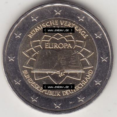 BRD-Deutschland 2 Euro Gedenkmünze 2007, 2 Euro Gedenkmünze 2007 50 Jahre Römische Verträge Münzzeichen F in 600DPI, die deutschen 2 Euro Gedenkmünzen 2007 stehen... Sammlung