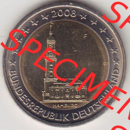 BRD-Deutschland 2 Euro Gedenkmünze 2008, 2 Euro Gedenkmünze 2008 Hamburg Münzzeichen F in 400DPI, die deutschen 2 Euro Gedenkmünzen 2008 stehen als Digitale Bilder zum herunterladen... Sammlung