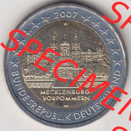 BRD-Deutschland 2 Euro Gedenkmünze 2007, 2 Euro Gedenkmünze 2007 Mecklenburg Vorpommern Münzzeichen G in 400DPI, die deutschen 2 Euro Gedenkmünzen 2007 stehen als Digitale... Sammlung