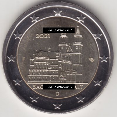 BRD-Deutschland 2 Euro Gedenkmünze 2021, 2 Euro Gedenkmünze 2021 Sachsen-Anhalt Münzzeichen F in 1200DPI, die deutschen 2 Euro Gedenkmünzen 2021 stehen als Digitale Bilder... Sammlung